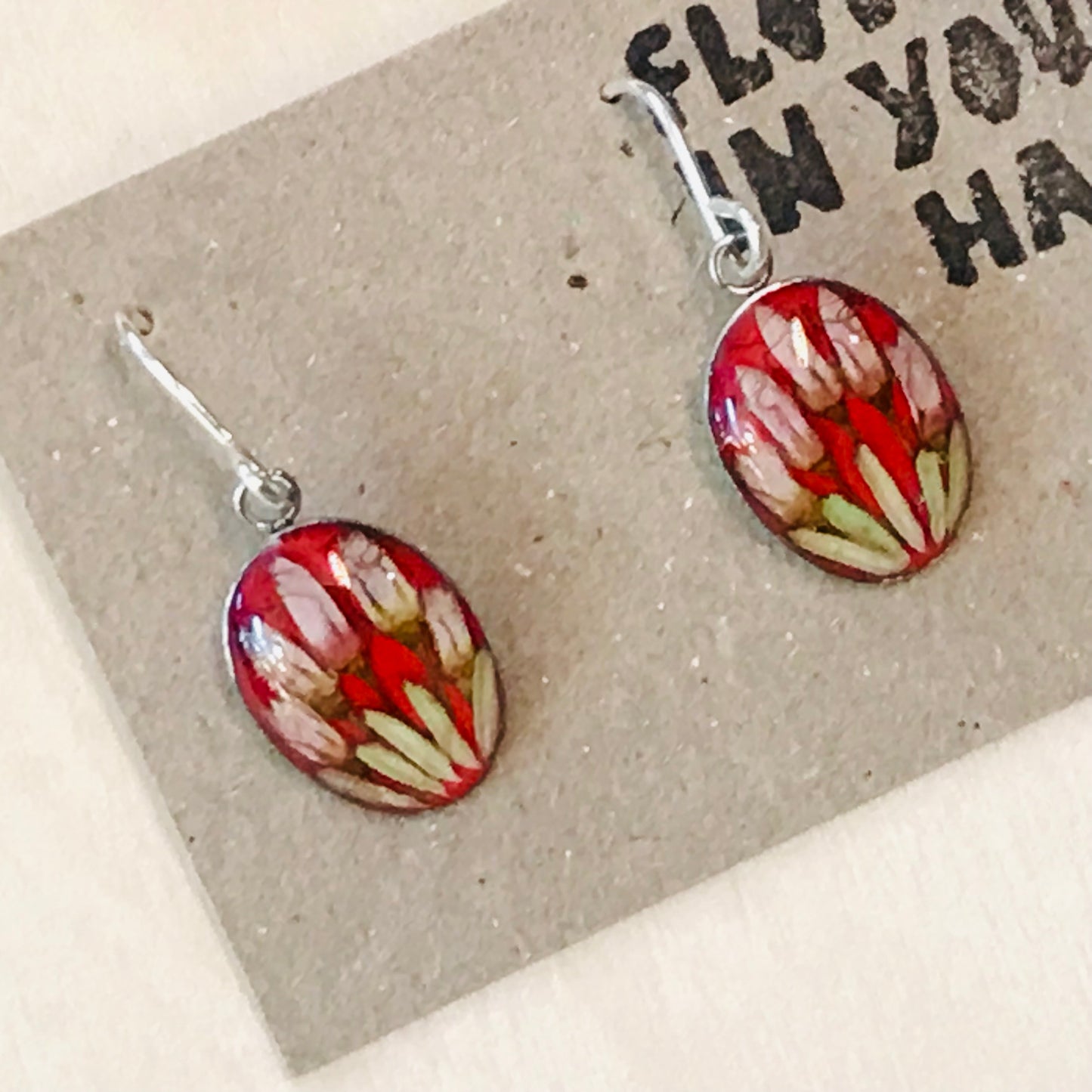 Australian flora Resin & Sterling Silver Earrings - small
