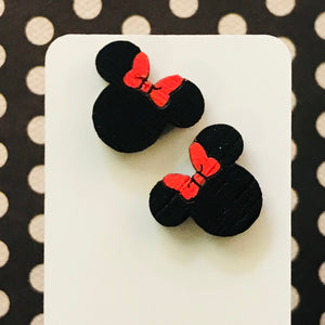 Novelty Studs Earrings - Graphic Wood