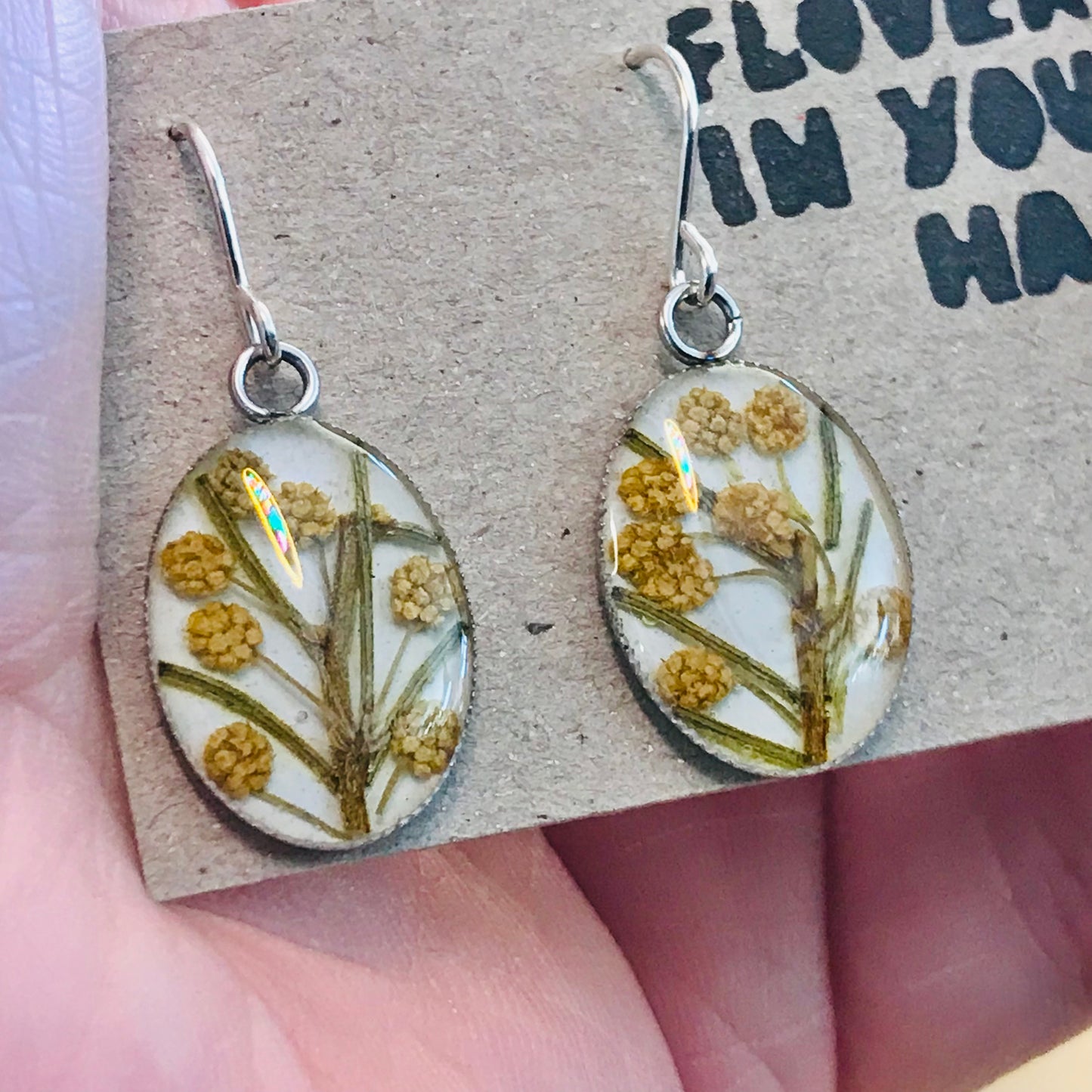 Australian flora Resin & Sterling Silver Earrings - medium