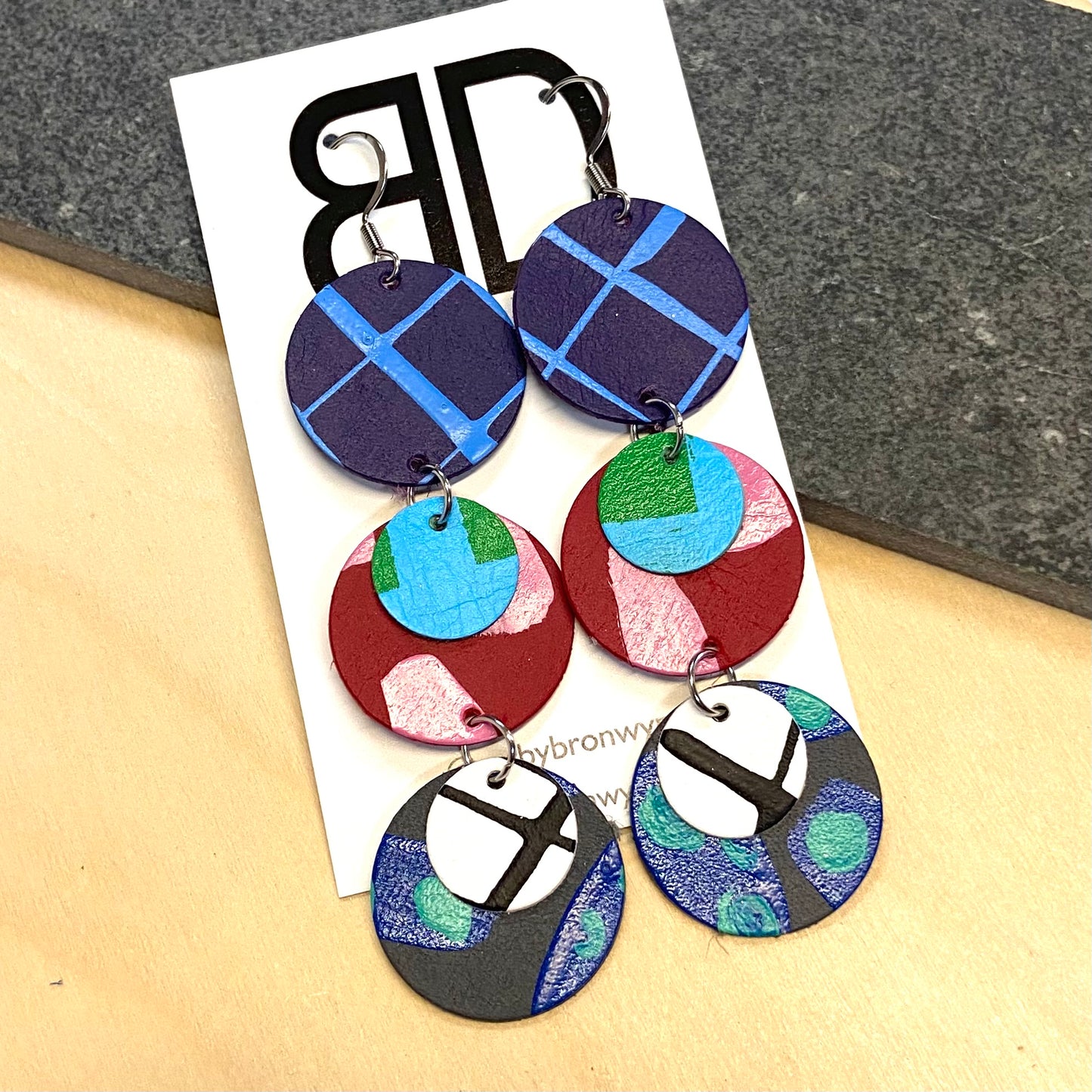 Hand painted leather earrings - The Droplet