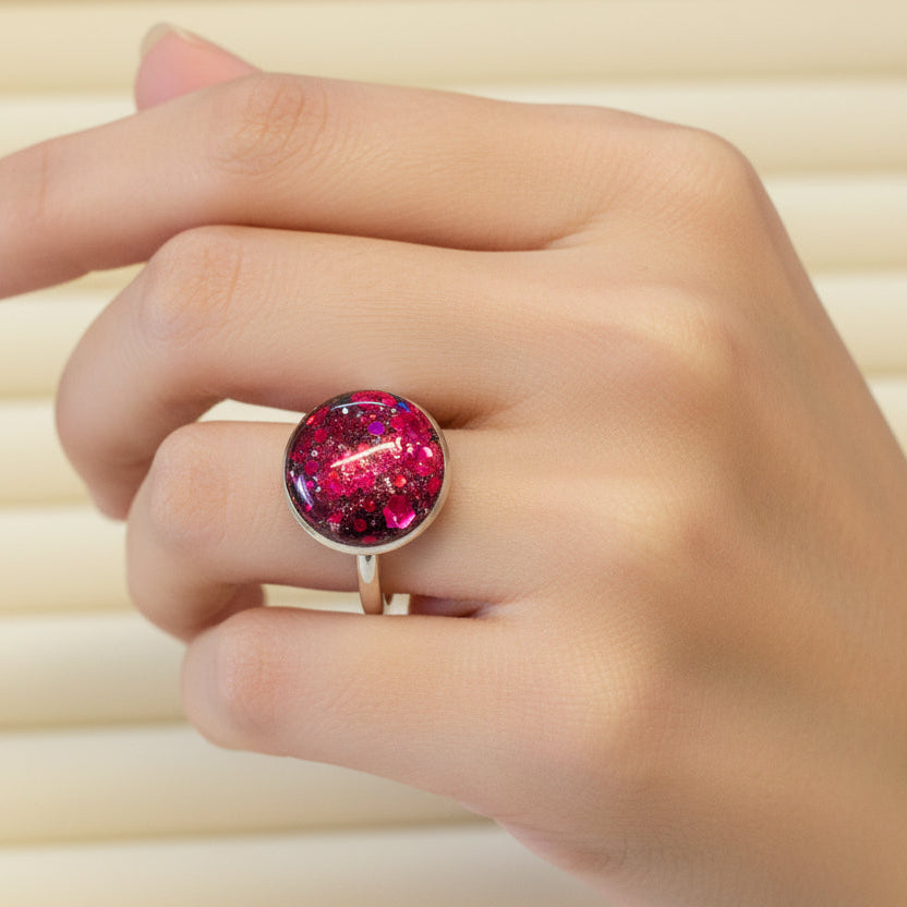 Resin Sparkle Adjustable Rings