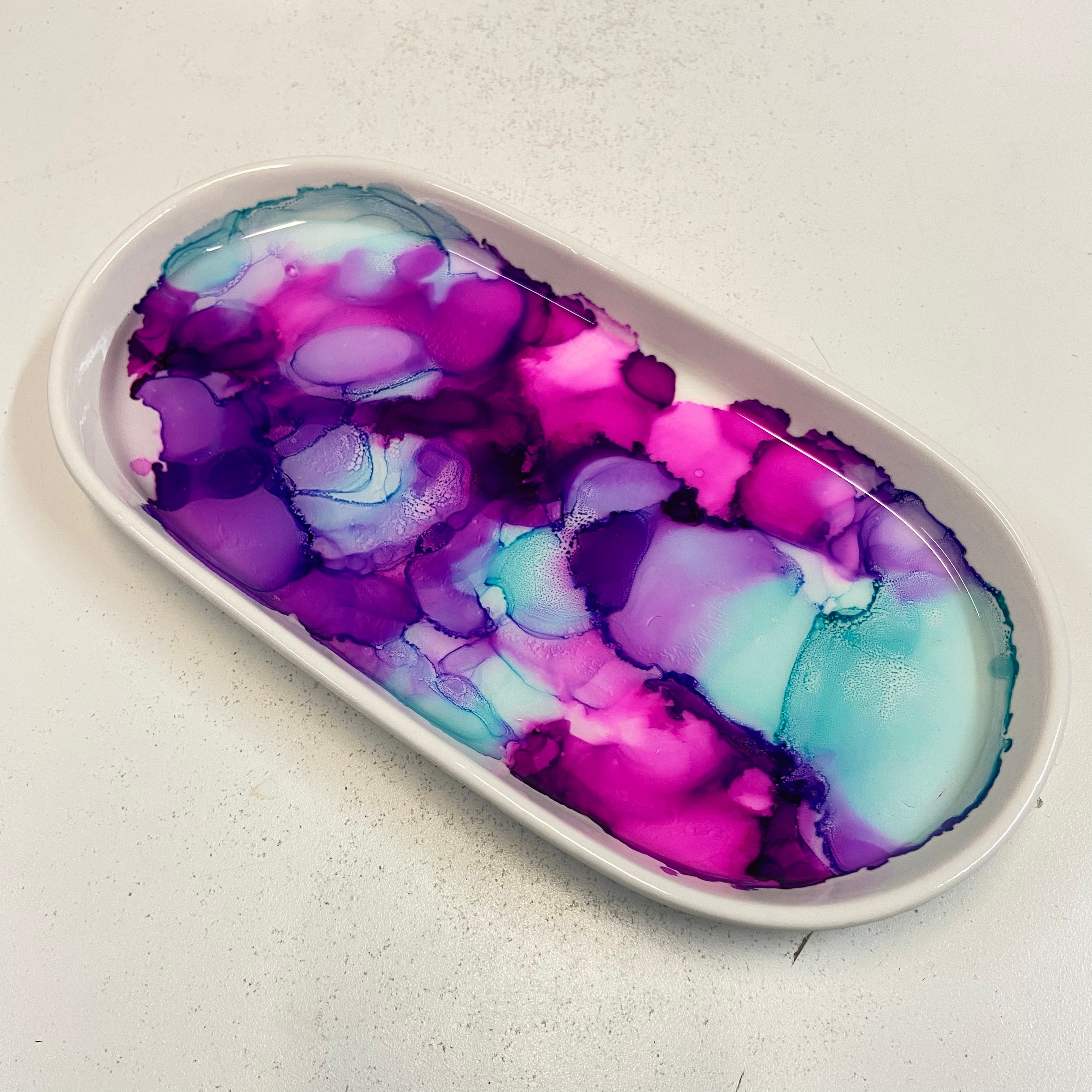 Alcohol Ink Detail Porcelain Oval Tray
