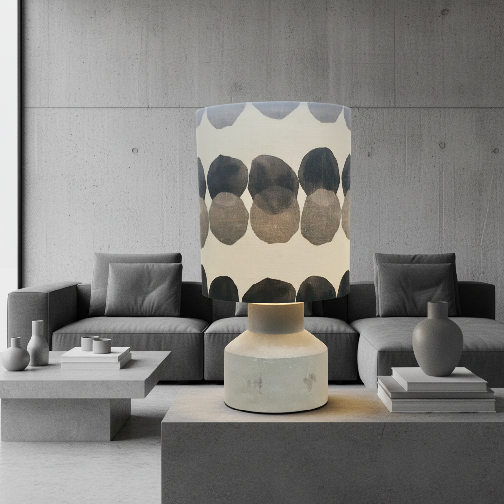 Linen Spots on Concrete Table Lamp