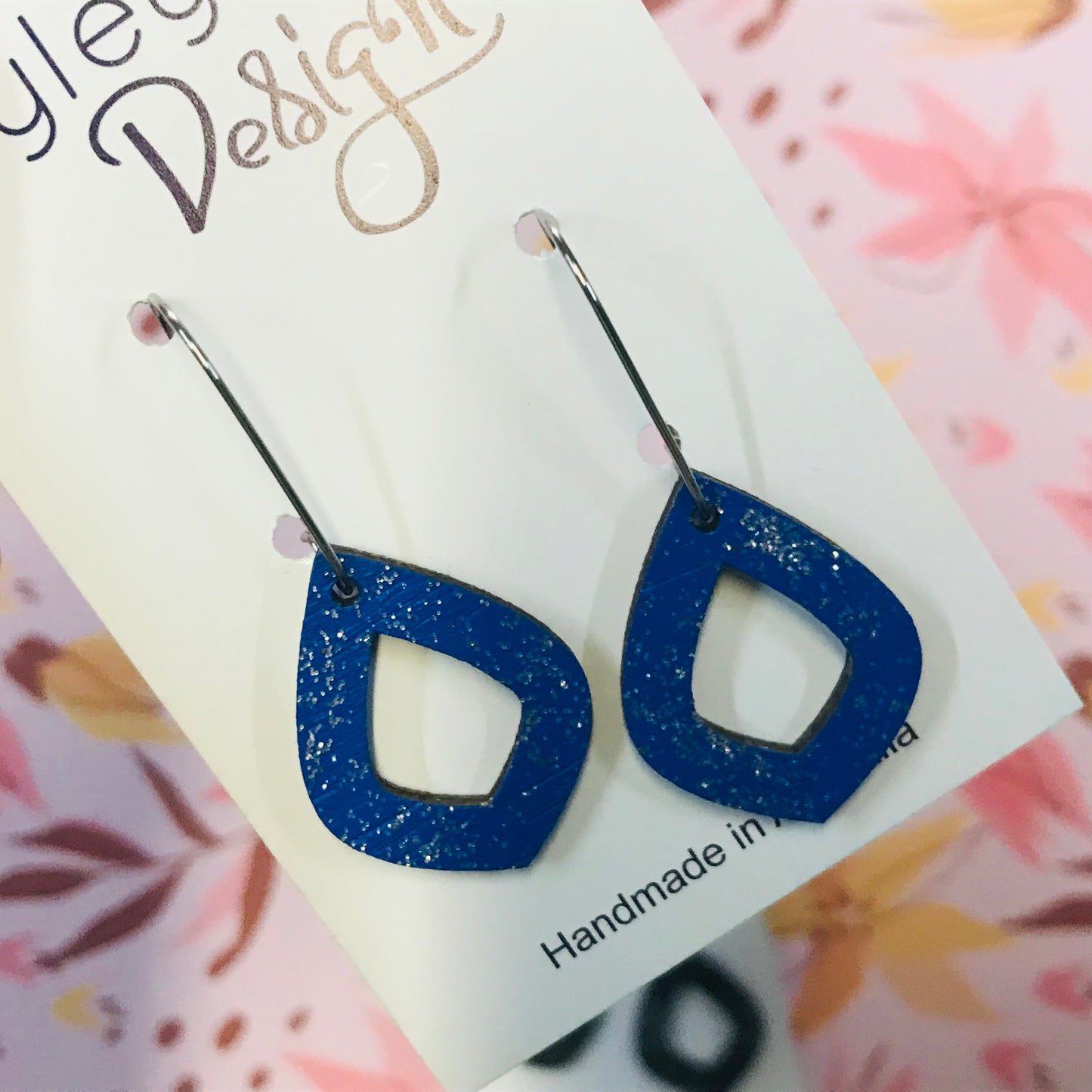 Diamond Sparkle Handpainted Wood Statement Earrings