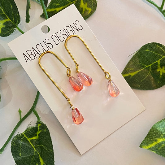 Colourful Glass & Brass Dangle Earrings