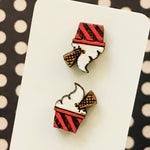Novelty Studs Earrings - Graphic Wood