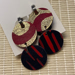 Hand painted leather bold statement earrings - Reversible Double Huggies (large)