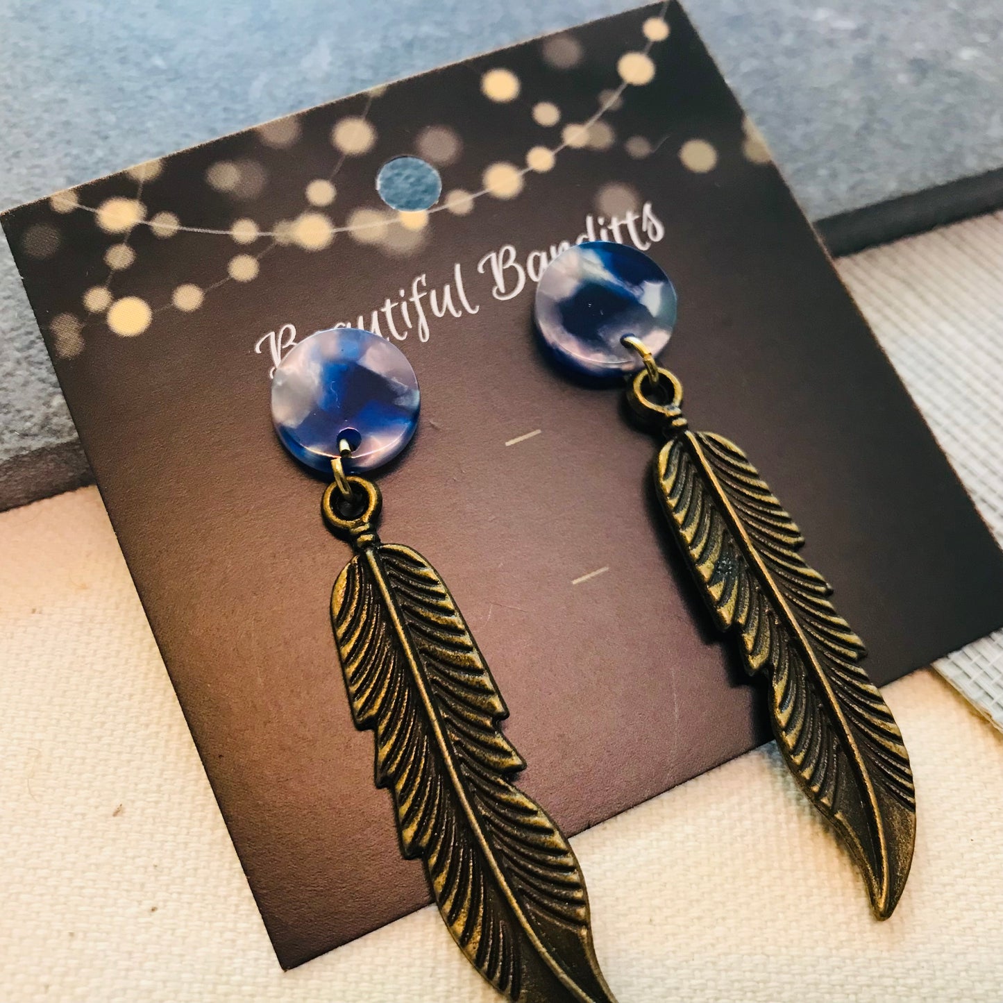 Mixed Metal and Resin Earrings - small