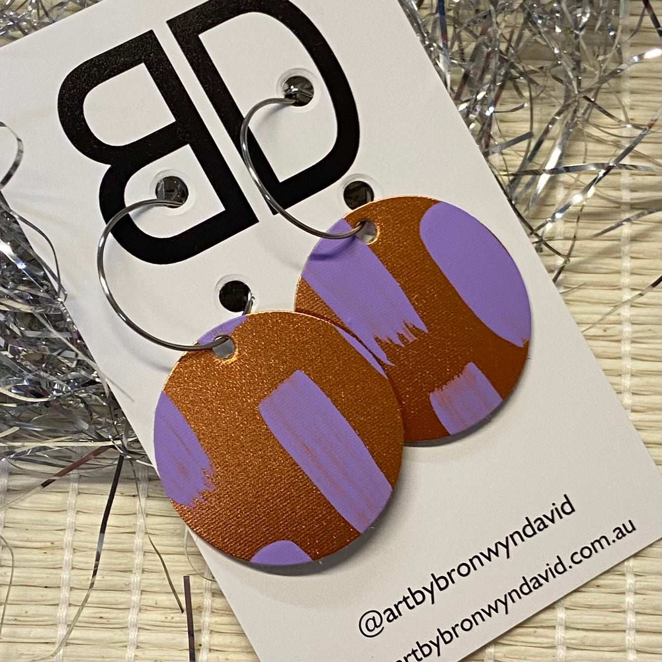 Hand painted leather bold statement earrings - The Sphere