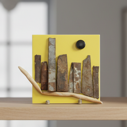 Found Object Sculpture - Moonrise in the Rust Belt 2