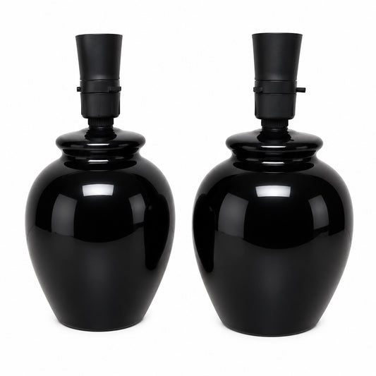 Black Gloss Urn Table Lamp (pair available)