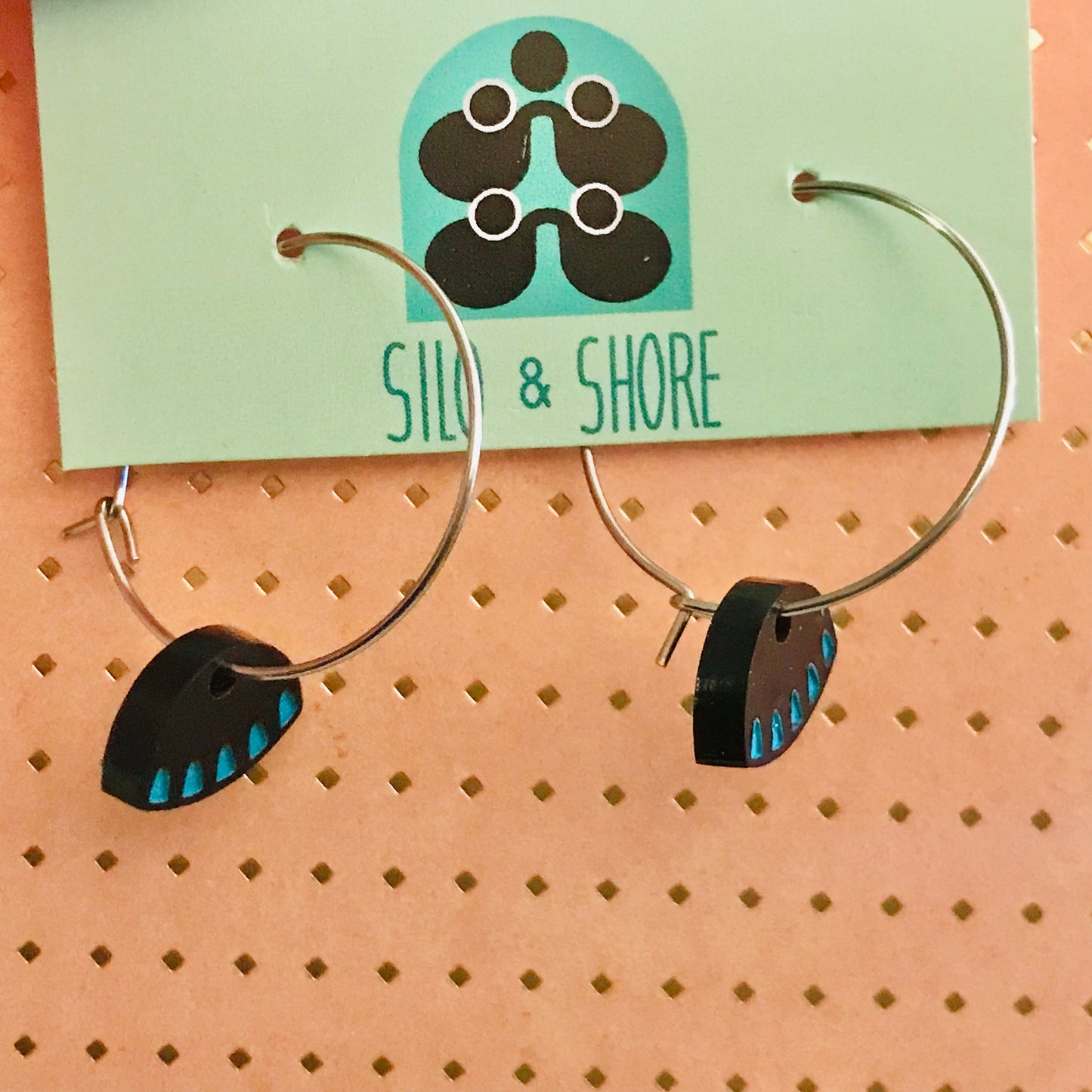 Art Deco Acrylic Earrings - Mini Hoop