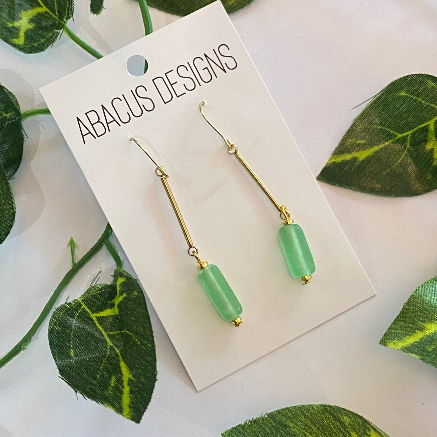 Colourful Glass & Brass Dangle Earrings