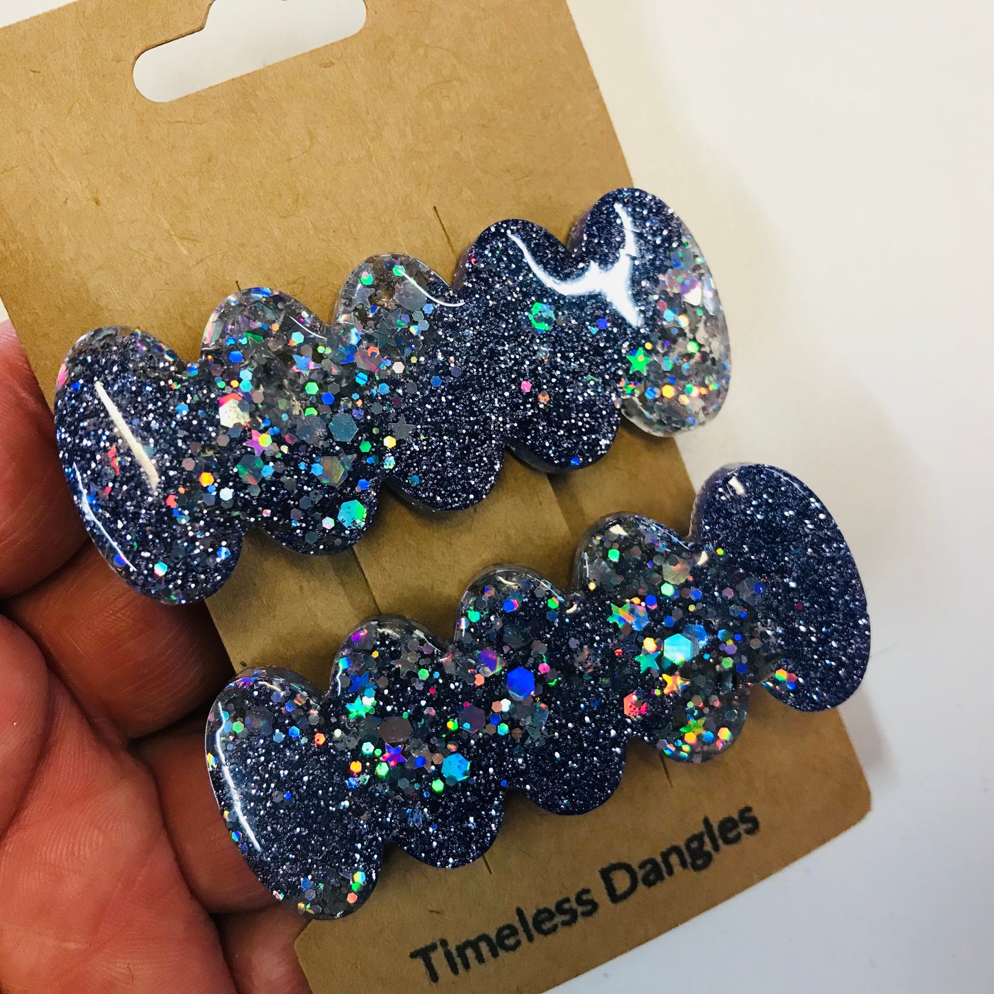 Resin Sparkle Hair Clips - Set of 2