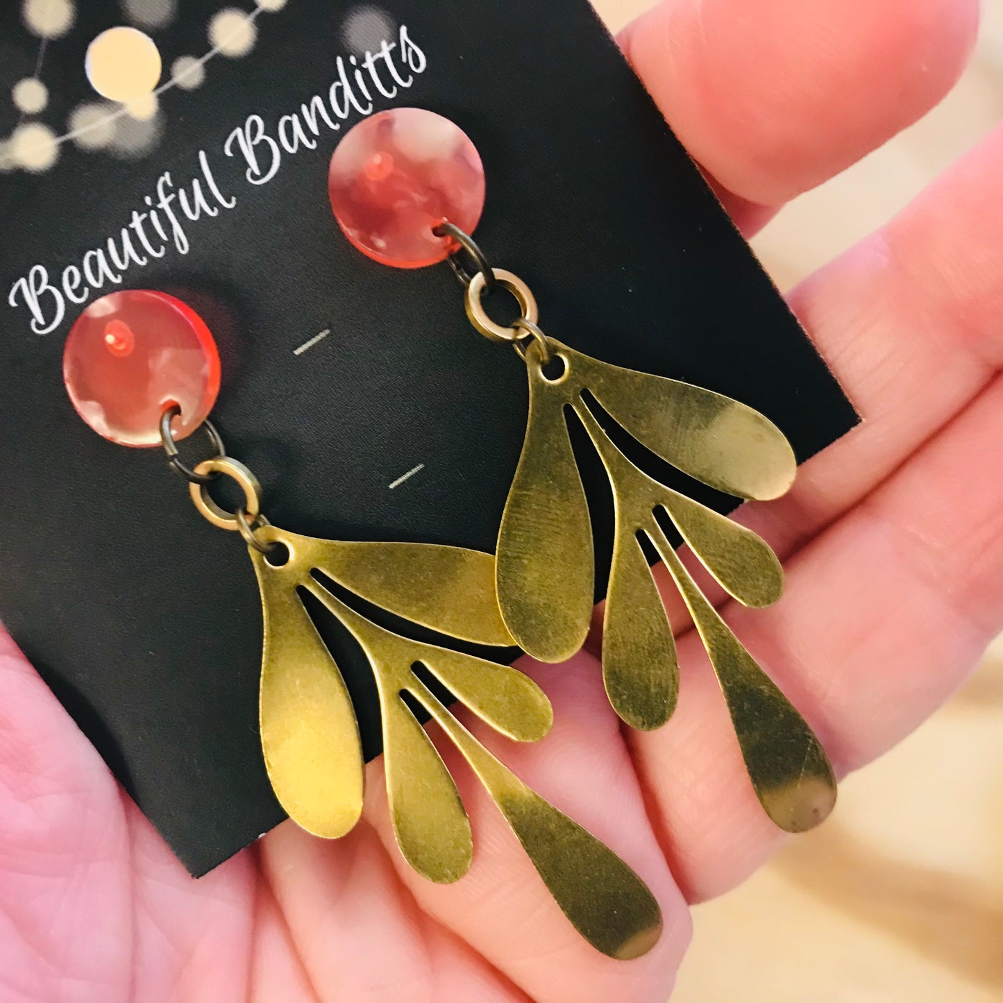 Mixed Metal and Resin Earrings - large