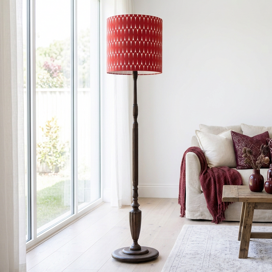 Timber Standard Floor Lamp with Rust Ovals Shade