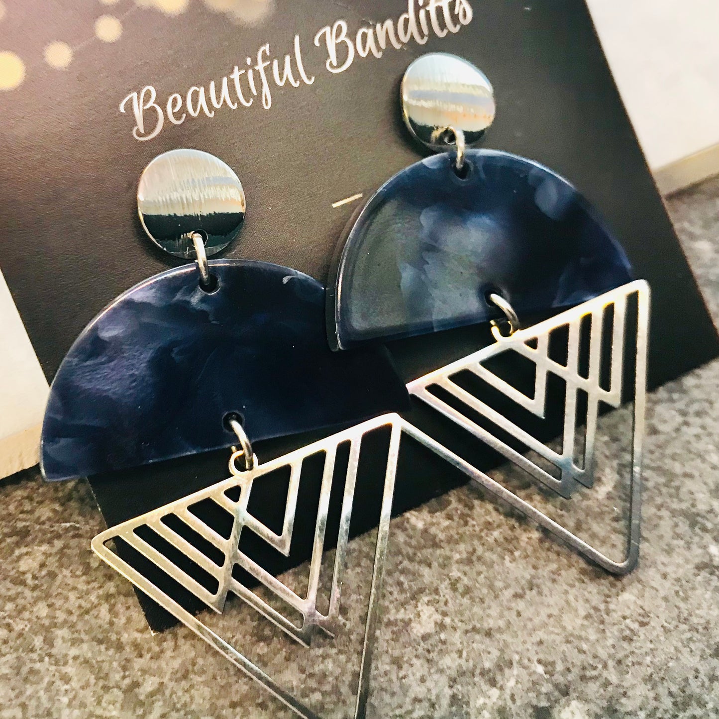 Mixed Metal and Resin Earrings - large