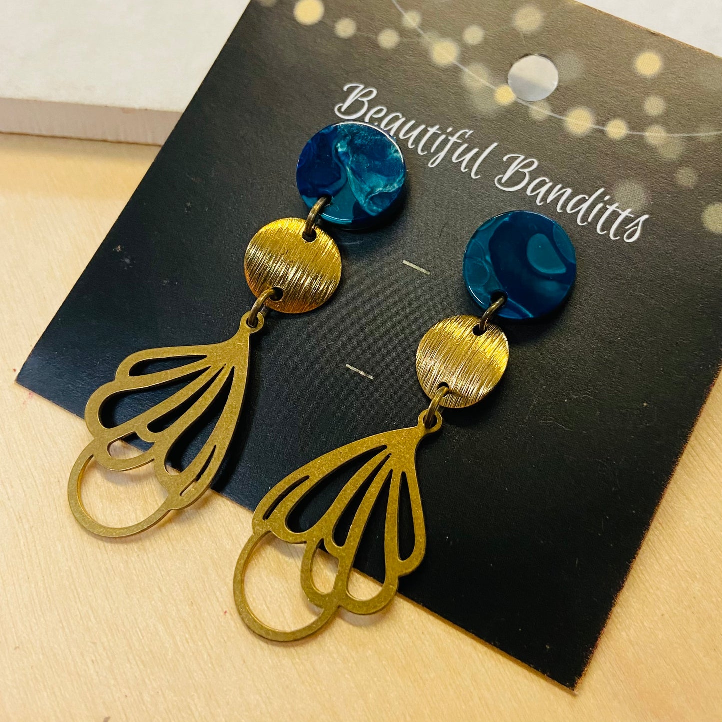 Mixed Metal and Resin Earrings - small