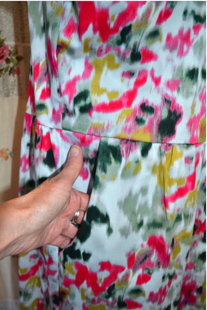 Women's Handmade Stretch Dress with Pockets - Ikat