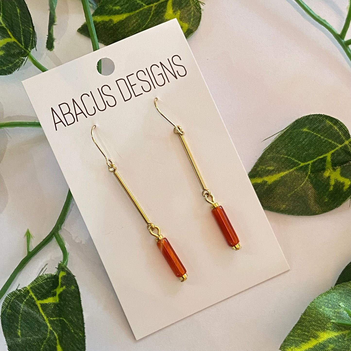 Colourful Glass & Brass Dangle Earrings