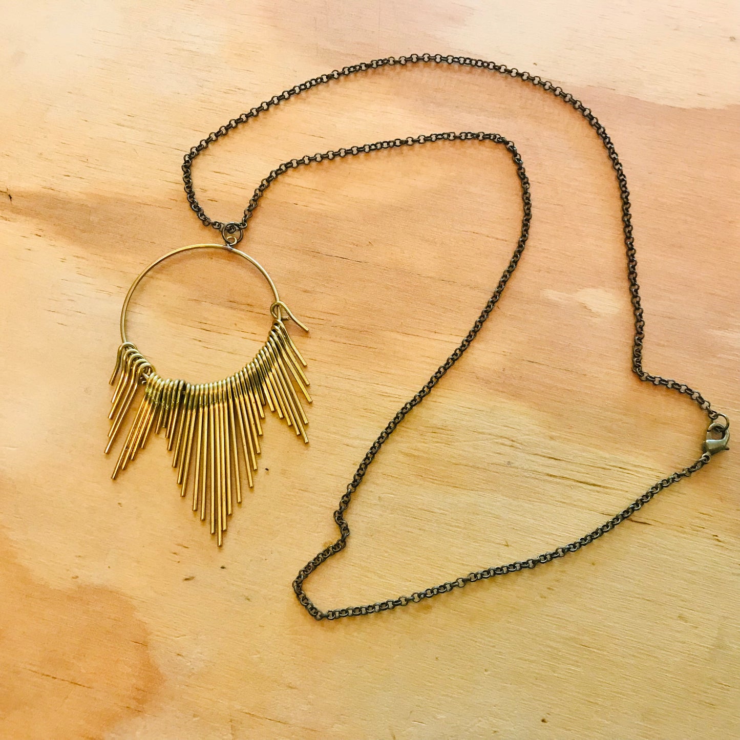 Mixed Metal Necklace - Mega Hoop Spike