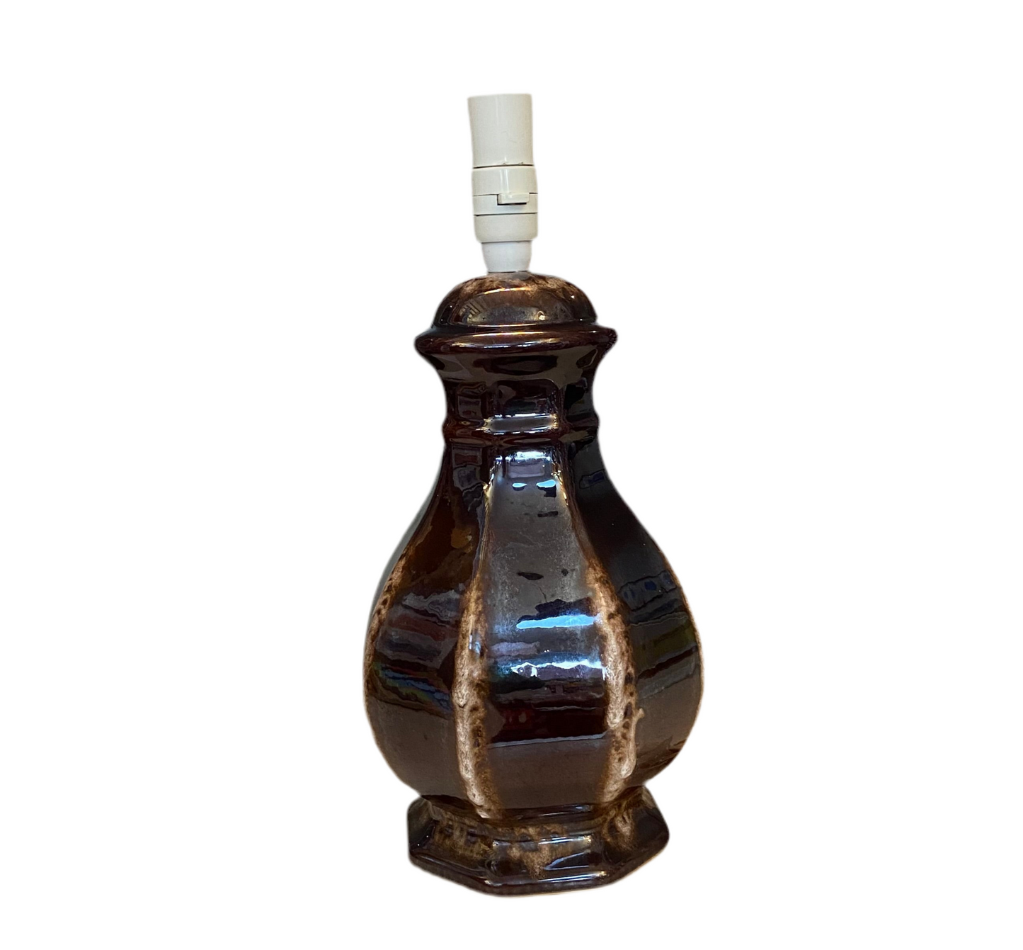 Chocolate Lava Mid Century Ceramic Table Lamp with Retro Flame Garden Shade