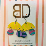 Hand painted leather bold statement earrings - The Dome Mini (with hook)