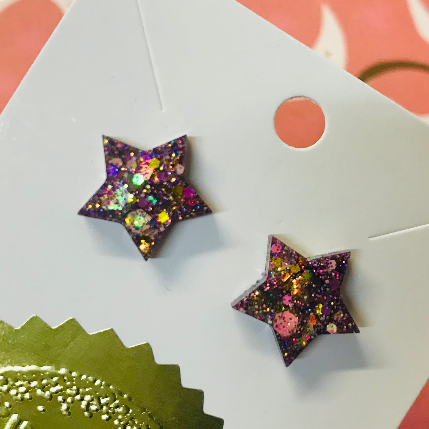 Novelty Resin Sparkle Stud Earrings