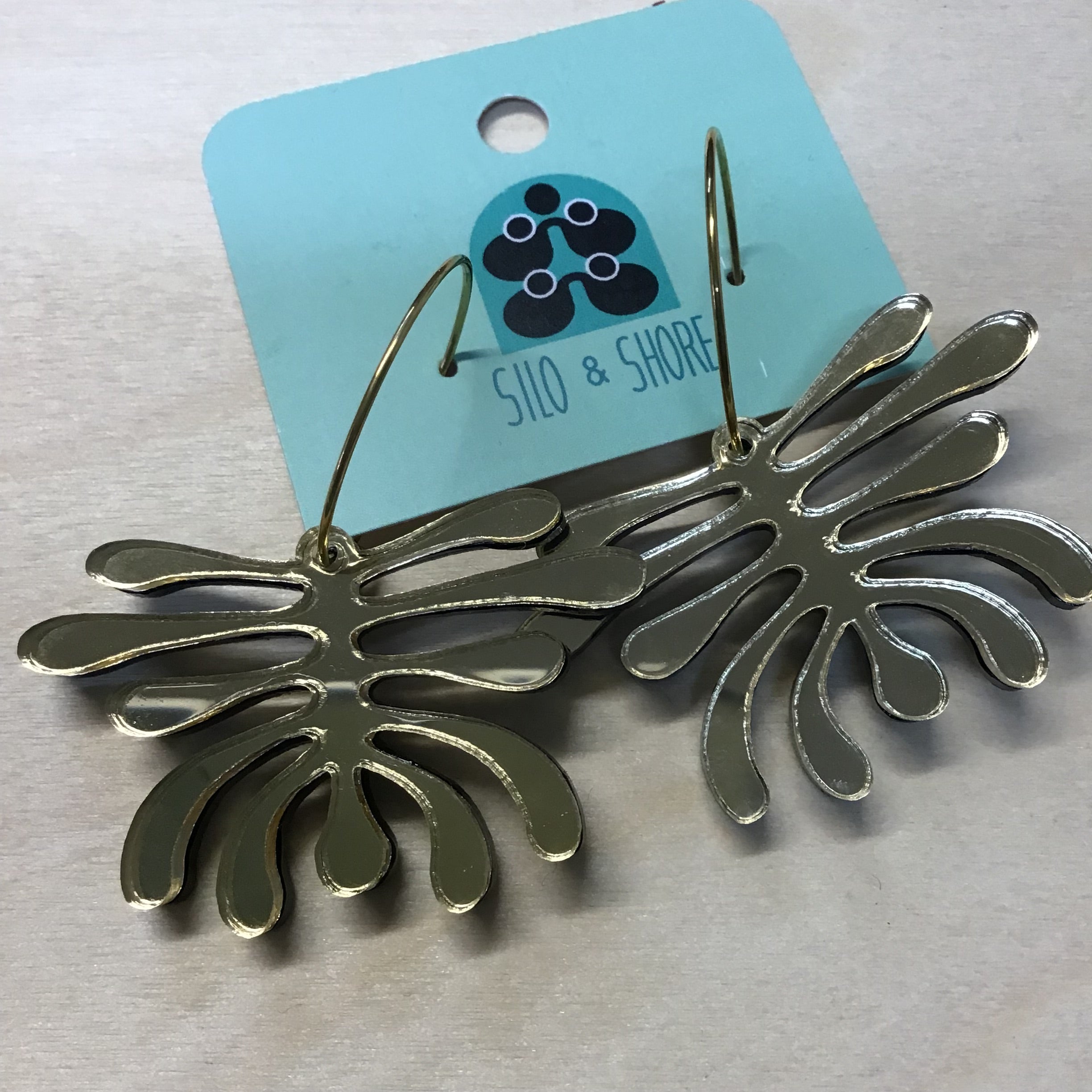 Art Deco Acrylic Earrings - Frond Hoops