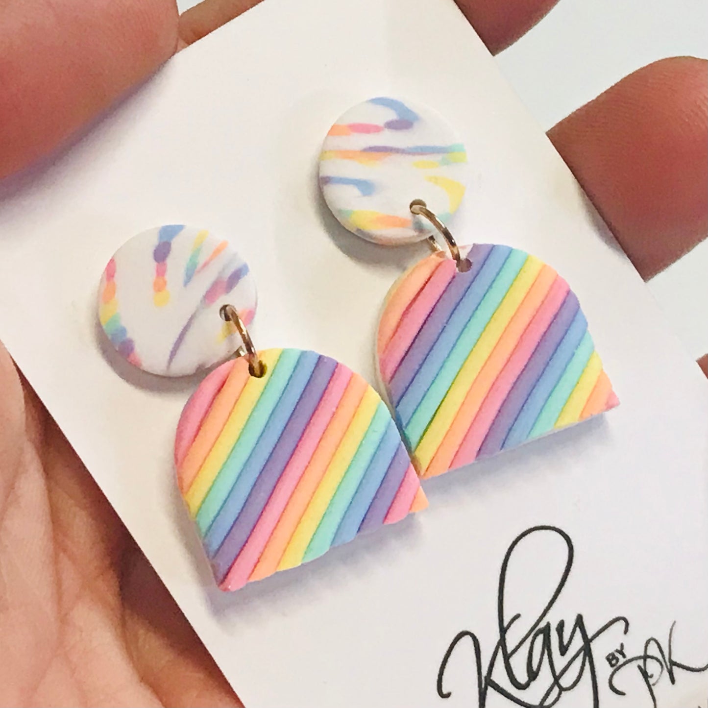 Handmade Polymer Clay Earrings - Stripes