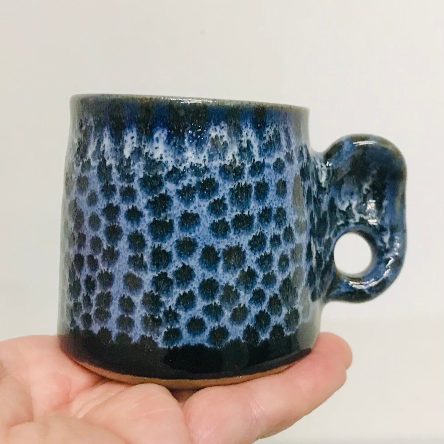 Handcrafted Pottery Mini Edge Pinch Mug - Ink Spot (160mls)