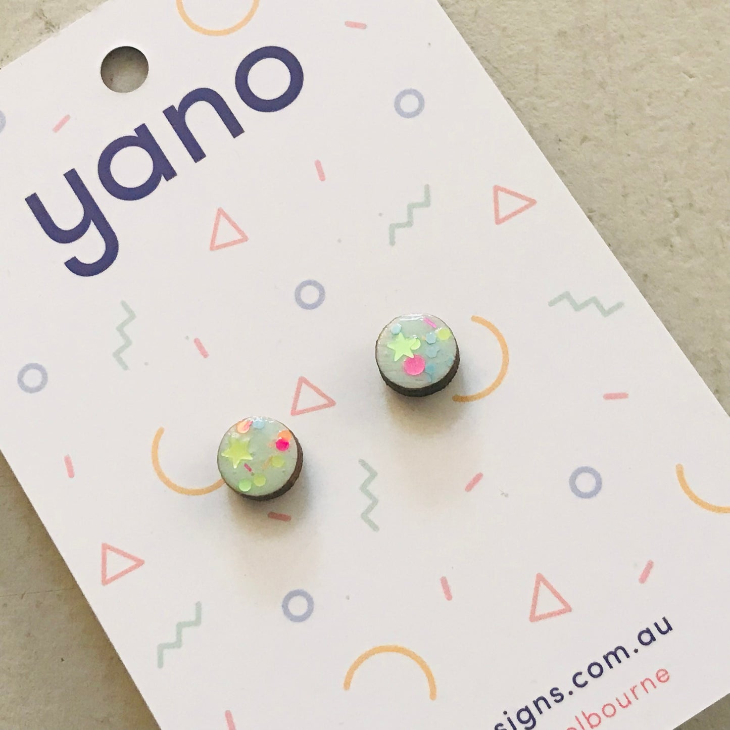 Mini Dot Laser Cut Timber Stud Earrings