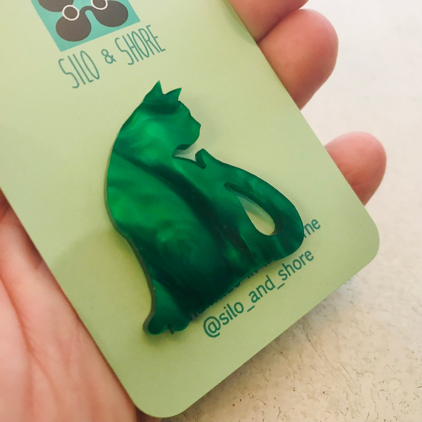 Art Deco Acrylic Brooch - Cats