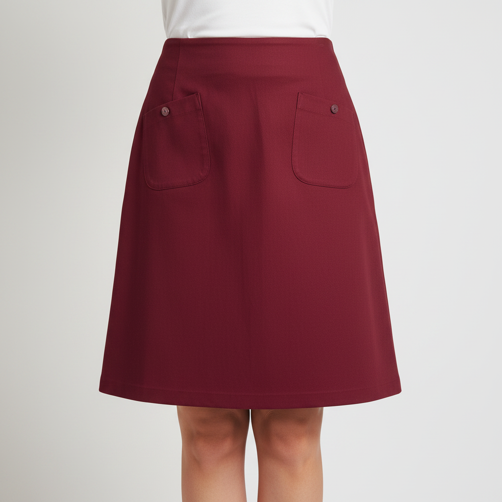 Women's Handmade Pocket Skirt - Magenta Stretch Cotton