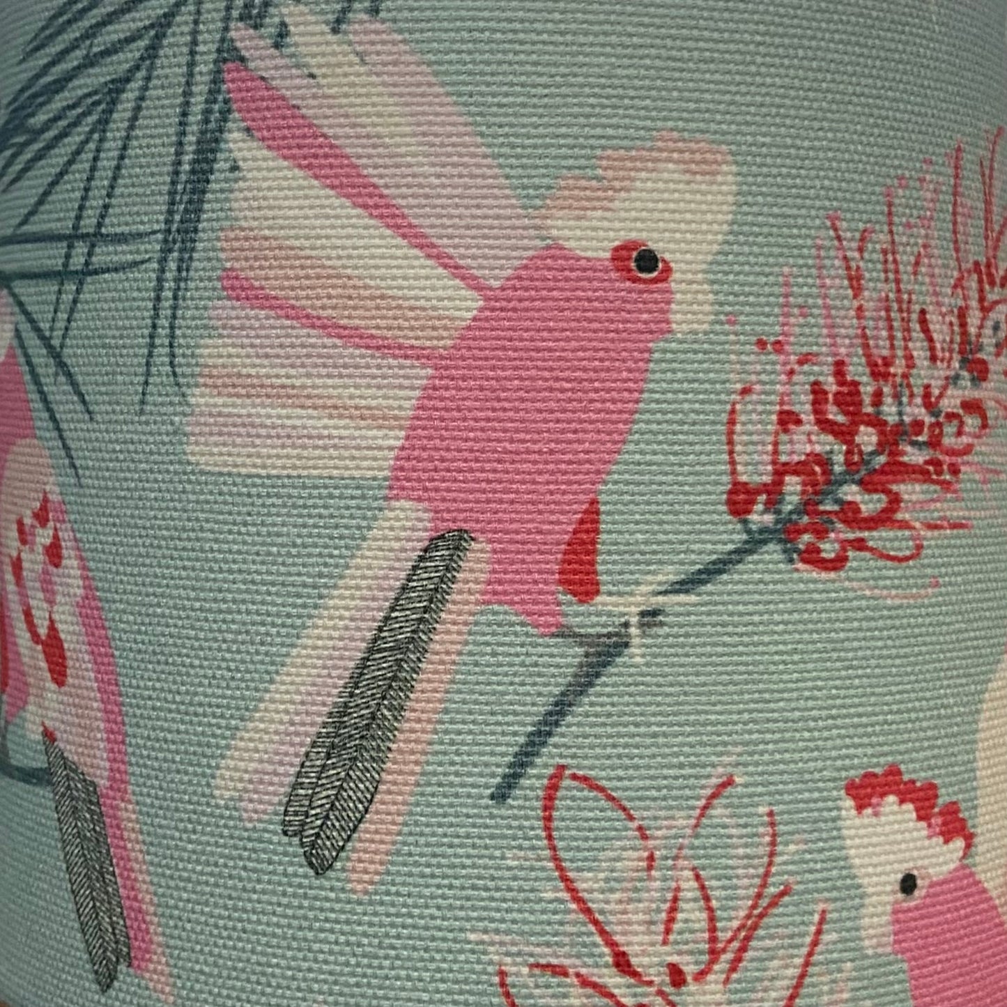Silver Touch Lamp with Galahs on Mint Shade