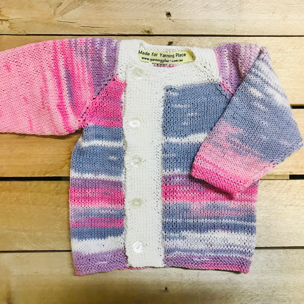 hand-knitted locally - Child Pink Purple Cotton Cardigan