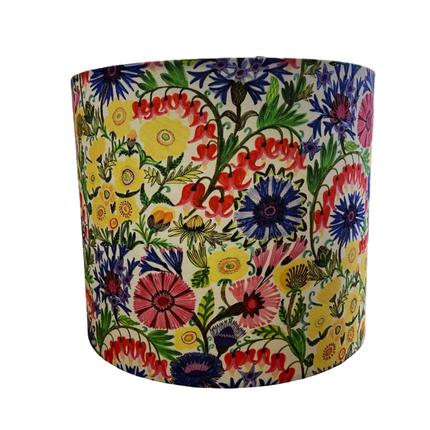 Iridescent Fluted Ceramic Table Lamp with Bleeding Hearts Shade