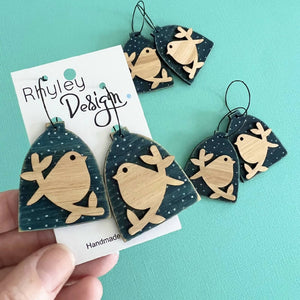 Birdcage Hand-painted Wood Earrings