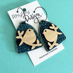 Birdcage Hand-painted Wood Earrings