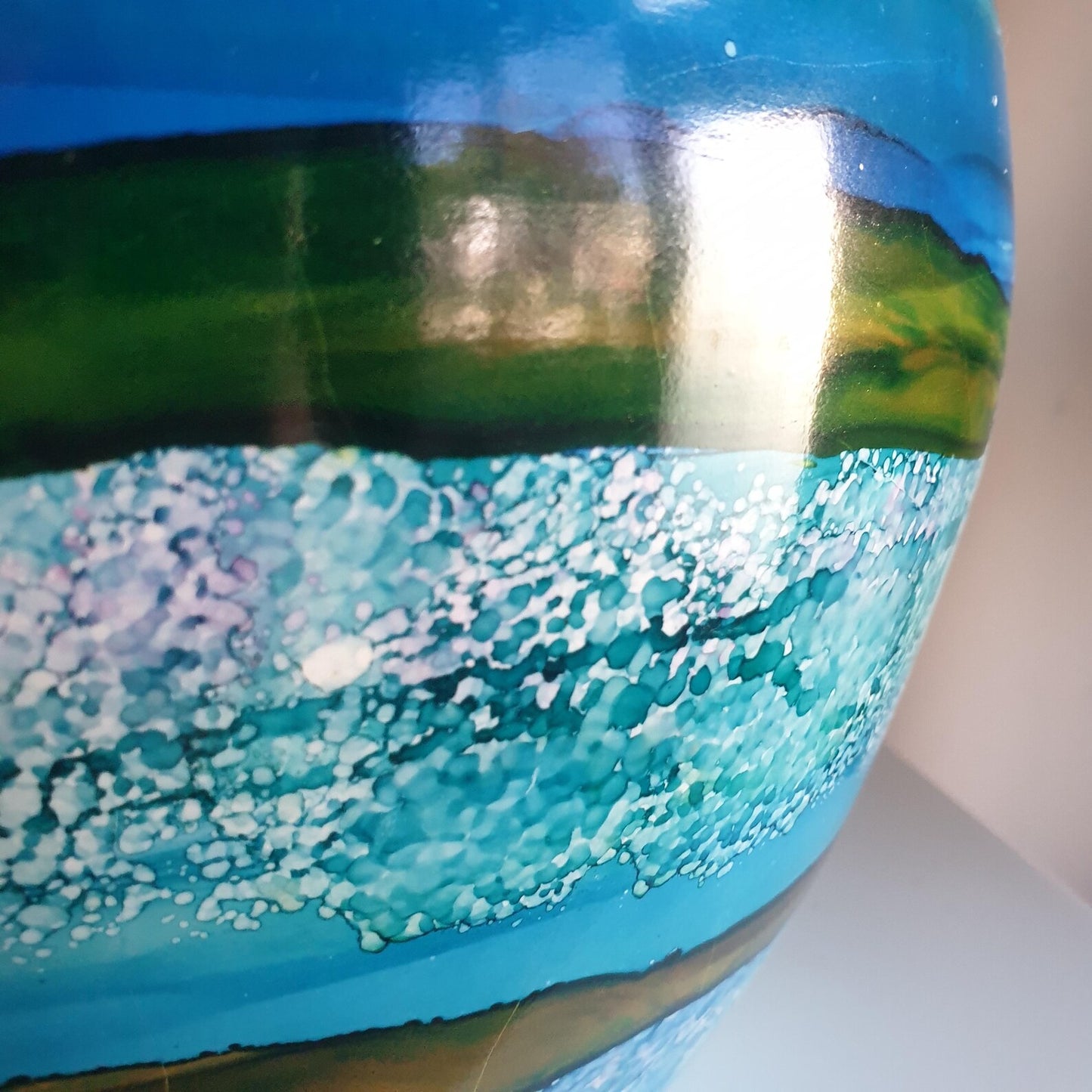 Alcohol Ink Extra Large Planter Pot - Blue Print