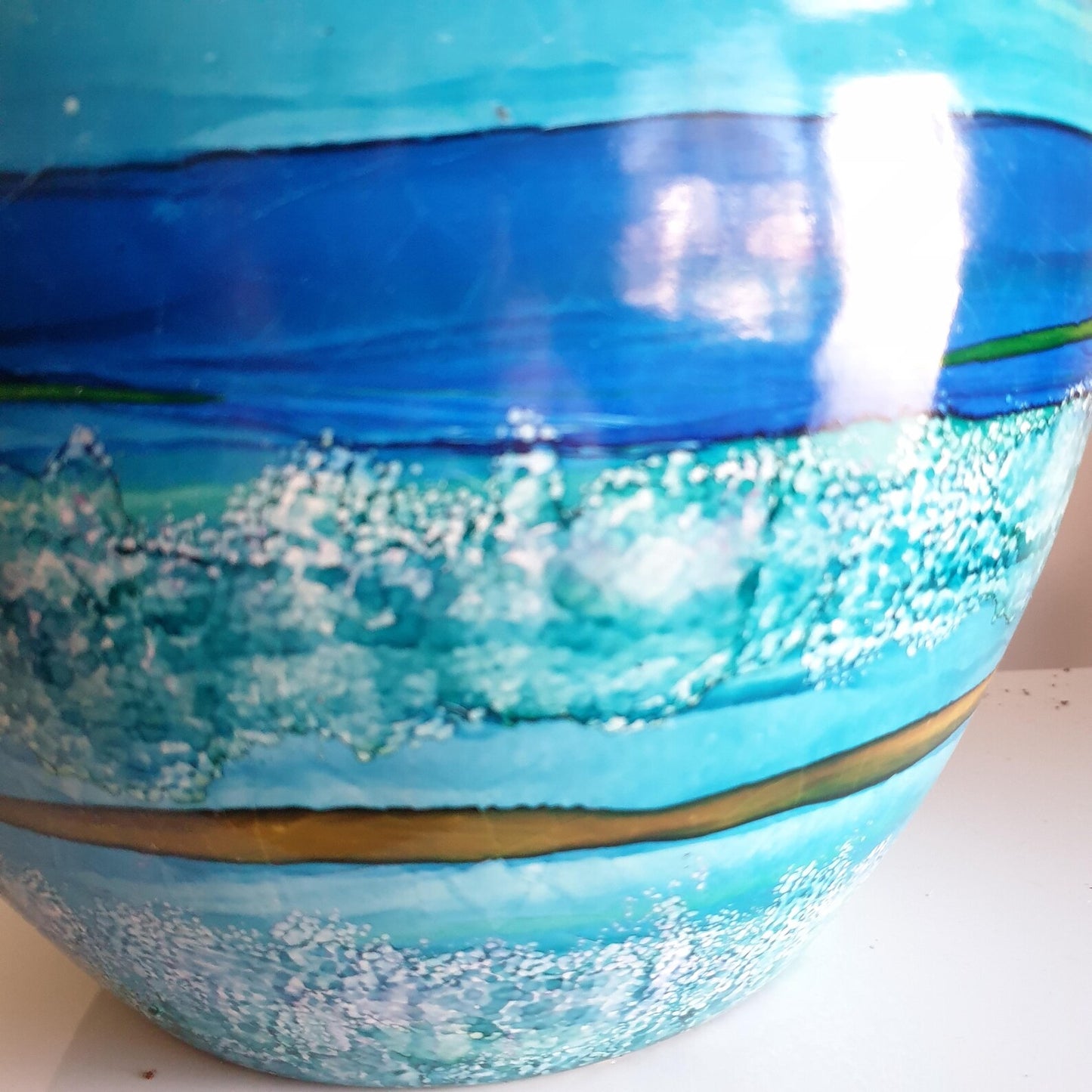 Alcohol Ink Extra Large Planter Pot - Blue Print