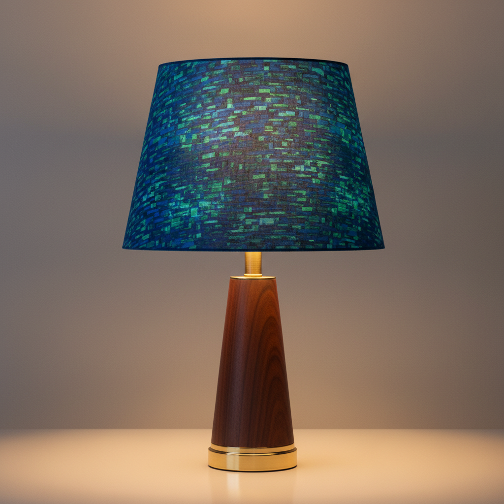 Custom Lamp Shade only - Blue Green Seventies Grid