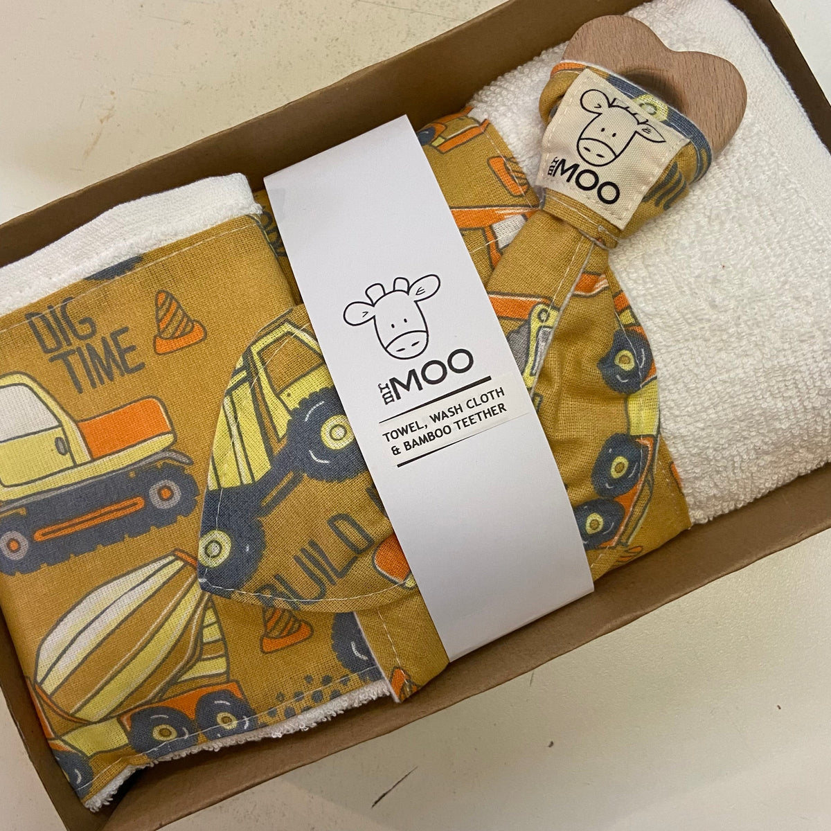 Gift Box - Towel, Wash Cloth & Bamboo Teether