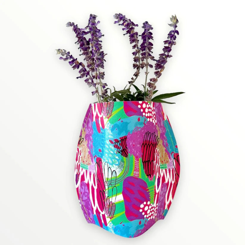 Hand Painted Vegan Leather Flat Vase