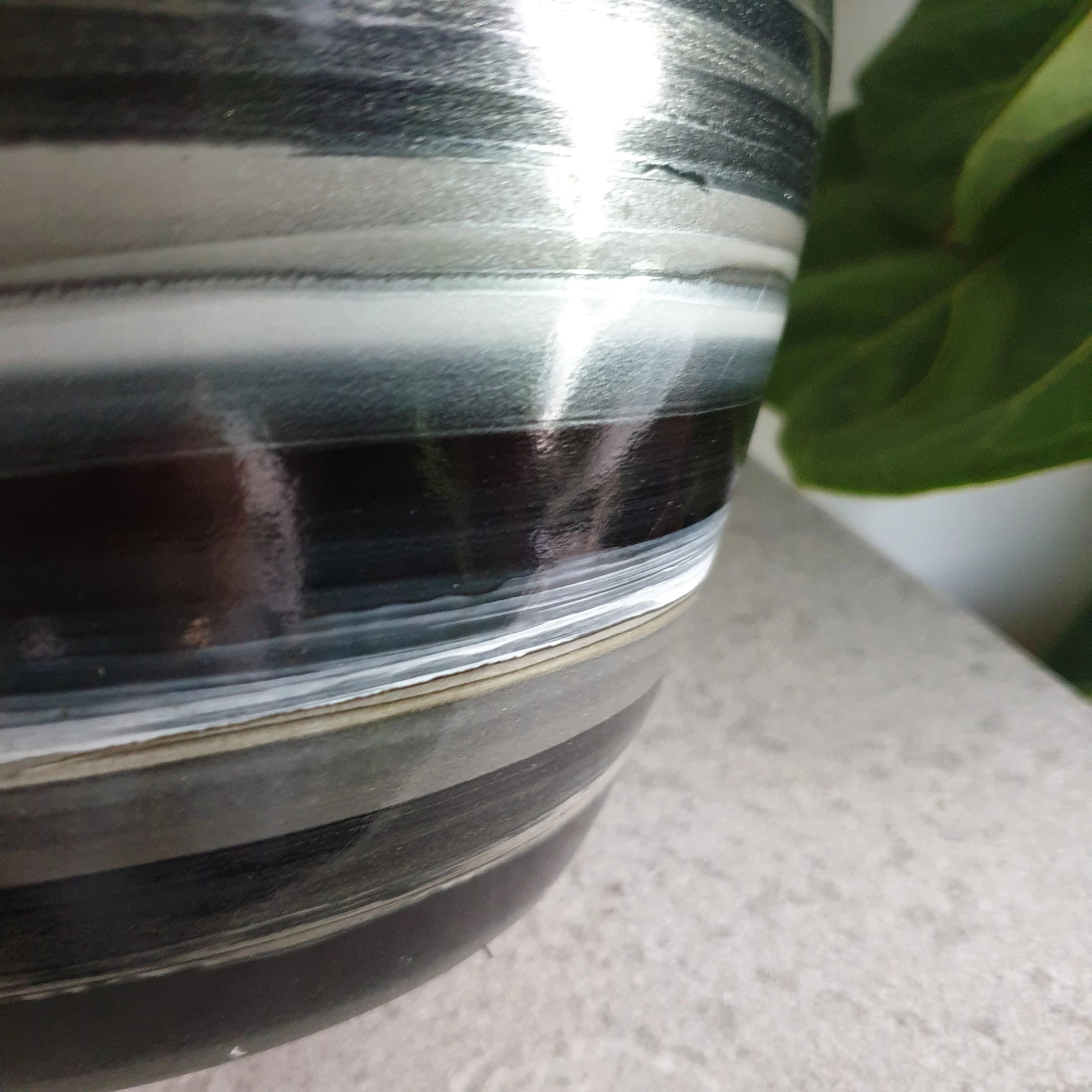 Alcohol Ink planter pot - BLACK SILVER (MEDIUM)