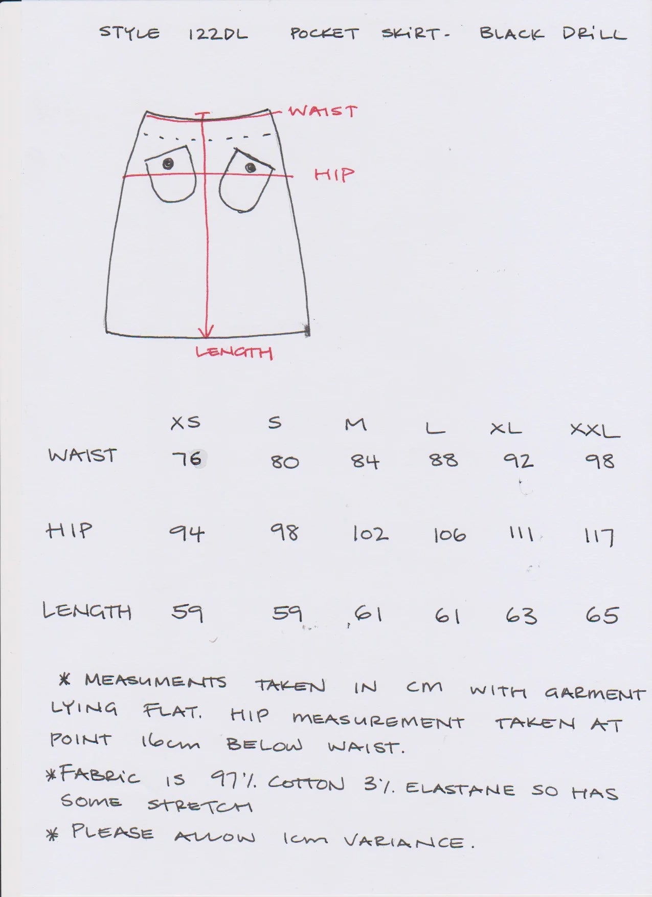 Women's Handmade Pocket Skirt - Black Drill