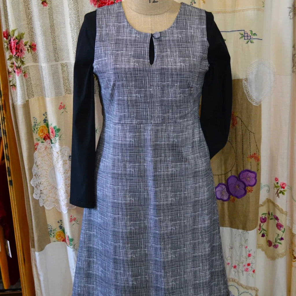 Women's Handmade Shift Dress - Black & White Stretch