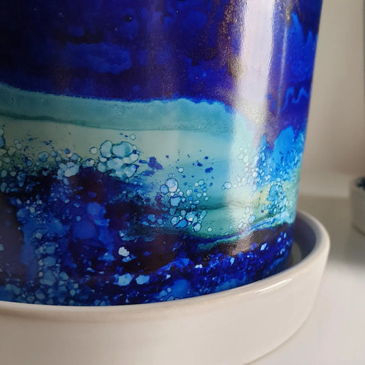 Alcohol Ink planter pot with tray - Bloomify