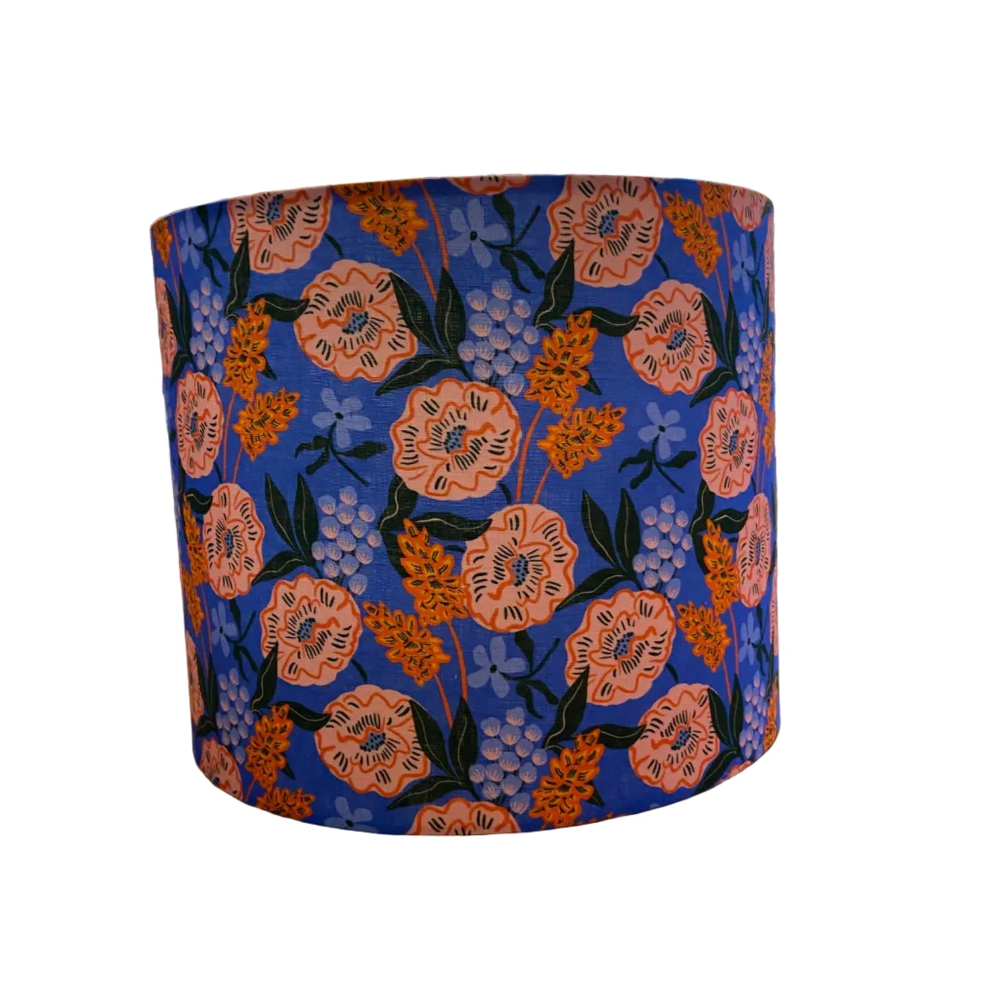 White Metal Genie Table Lamp with Bluebell Bloom Shade