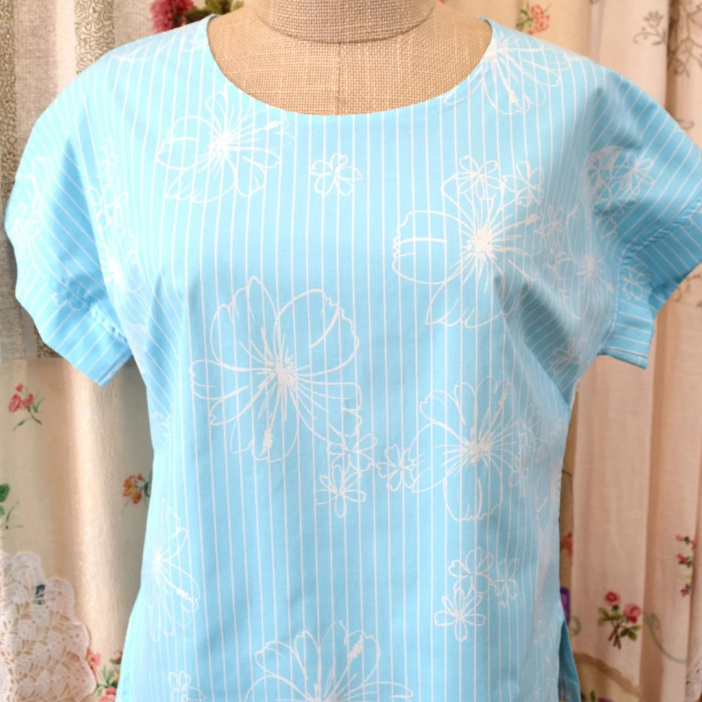 Shell Top - Sky Stripe Hibiscus **ON SALE**